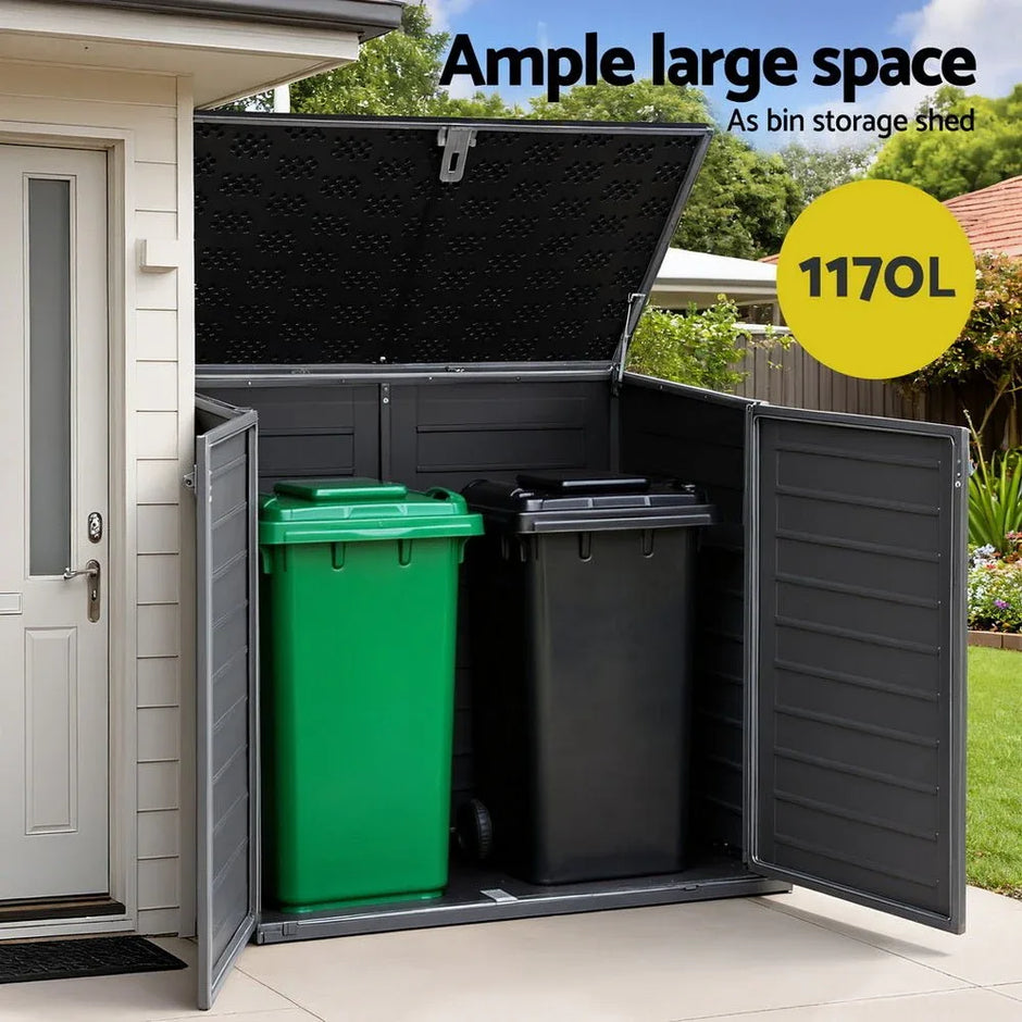 Gardeon Outdoor Storage Box 1170L Container Lockable Cabinet Tool ...