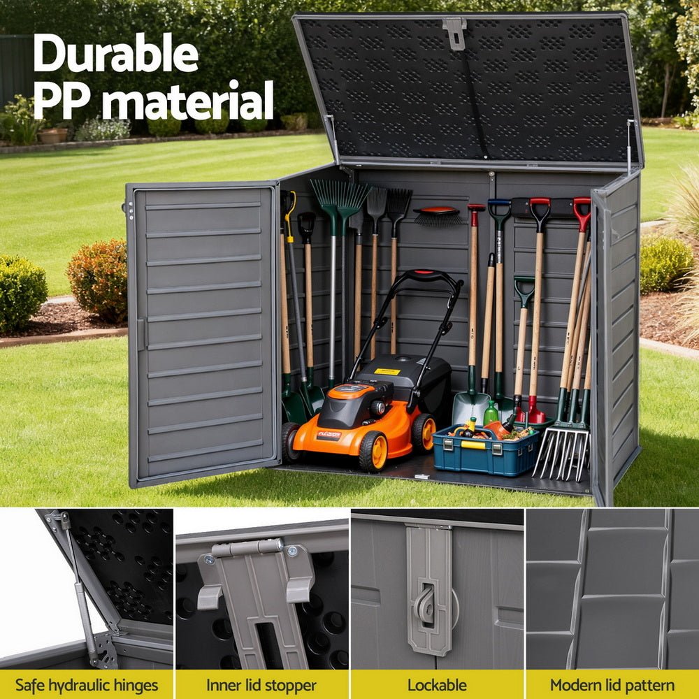 Gardeon Outdoor Storage Box 1170L Container Lockable Cabinet Tool Organizer Shed Grey | Outdoorium