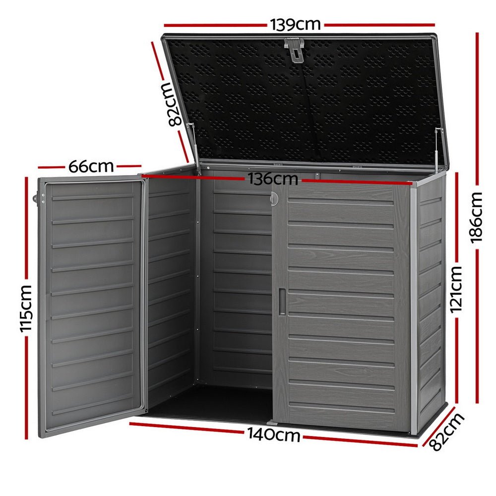 Gardeon Outdoor Storage Box 1170L Container Lockable Cabinet Tool Organizer Shed Grey | Outdoorium
