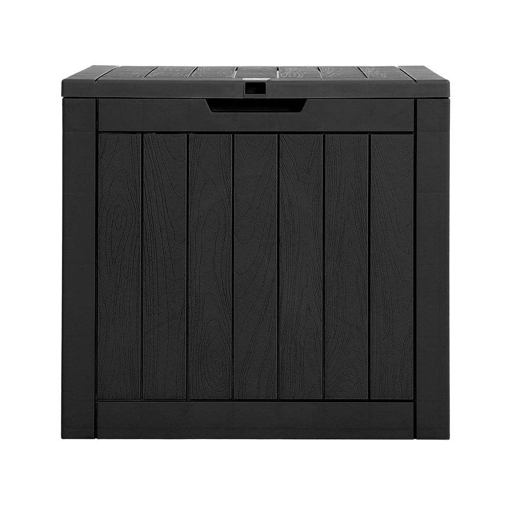 Gardeon Outdoor Storage Box 118L Container Lockable Indoor Garden Toy Tool Shed Black | Outdoorium