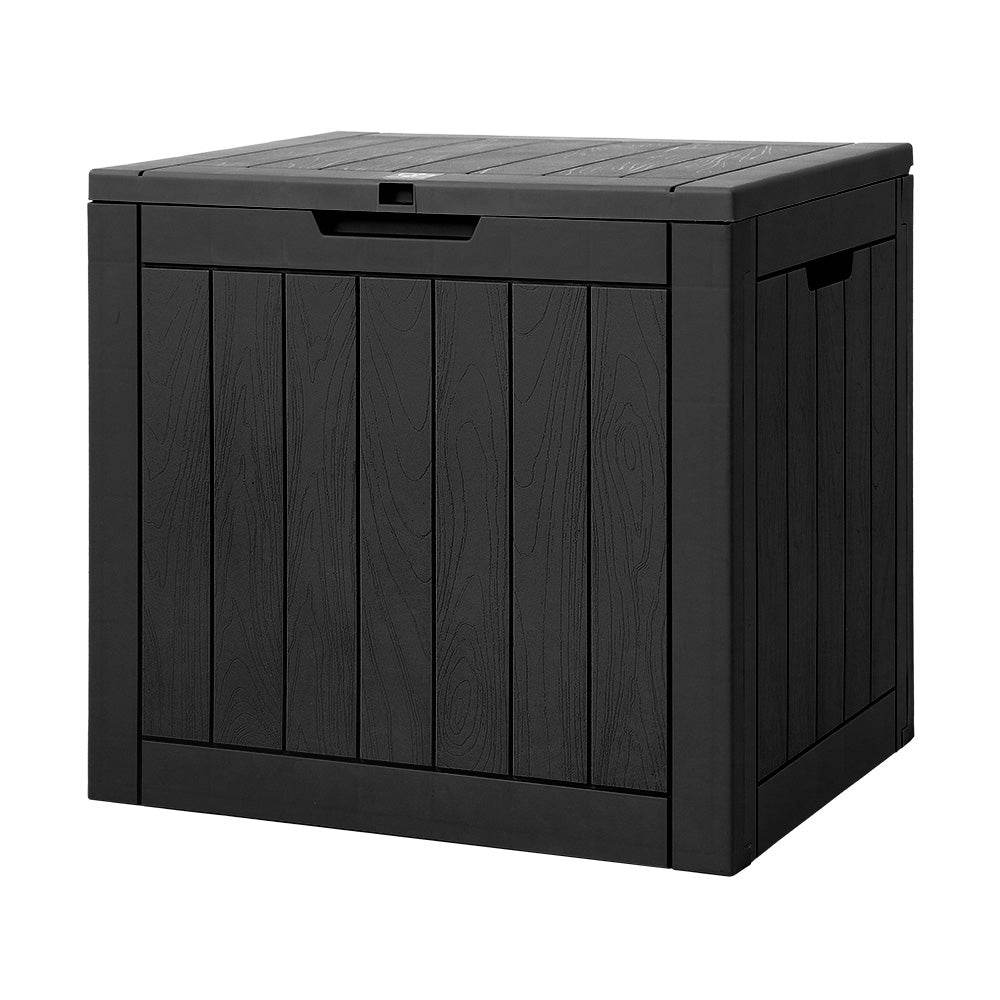 Gardeon Outdoor Storage Box 118L Container Lockable Indoor Garden Toy Tool Shed Black | Outdoorium