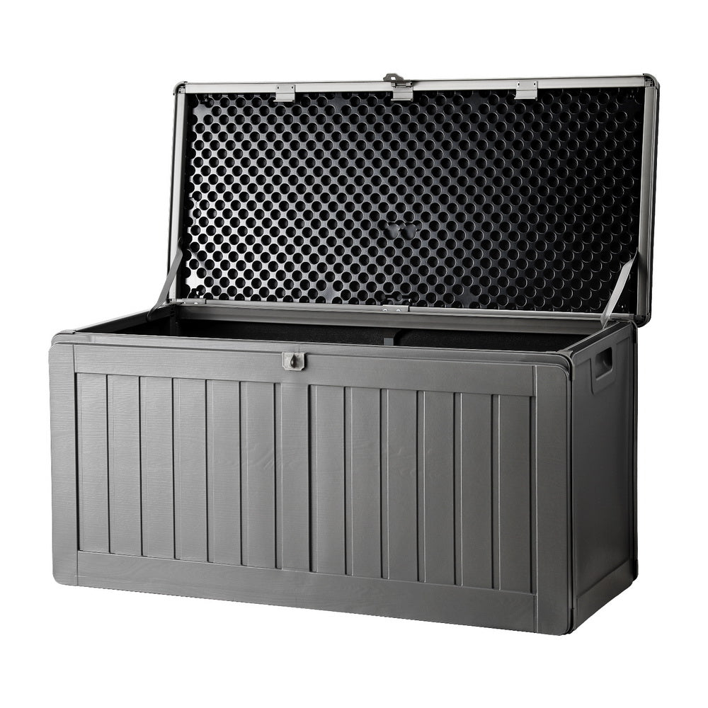 Gardeon Outdoor Storage Box 190L Container Lockable Garden Bench Tool Shed Black - Outdoorium