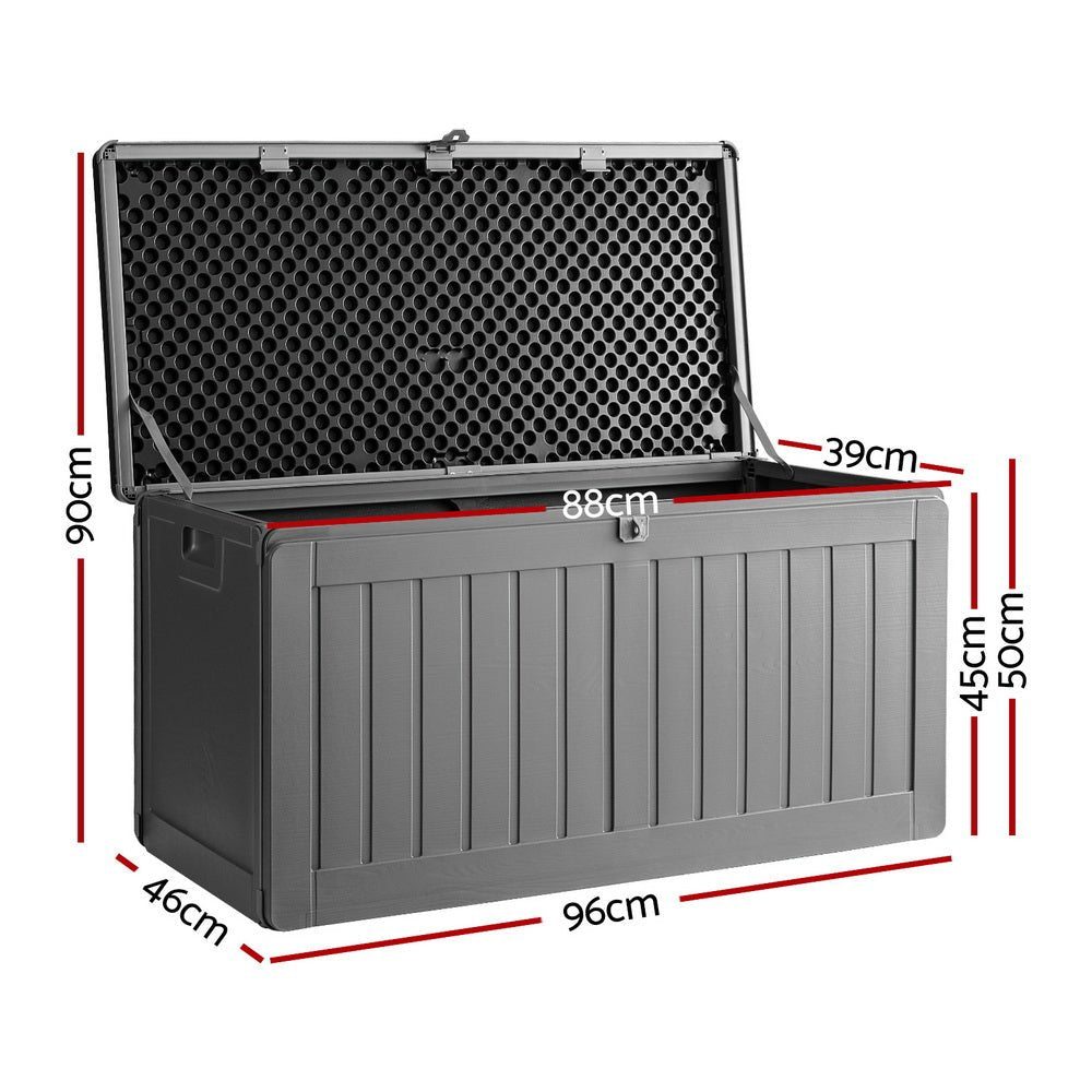 Gardeon Outdoor Storage Box 190L Container Lockable Garden Bench Tool Shed Black - Outdoorium