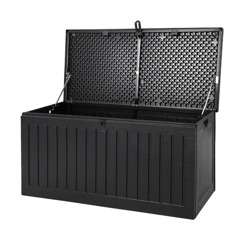 Gardeon Outdoor Storage Box 270L Container Lockable Garden Bench Tool Shed Black - Outdoorium