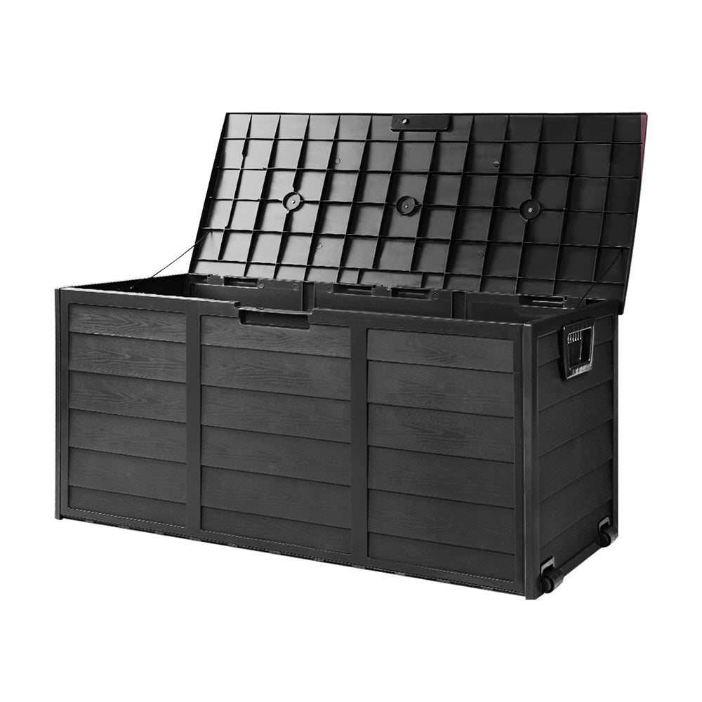 Gardeon Outdoor Storage Box 290L Lockable Organiser Garden Deck Shed All Black - Outdoorium