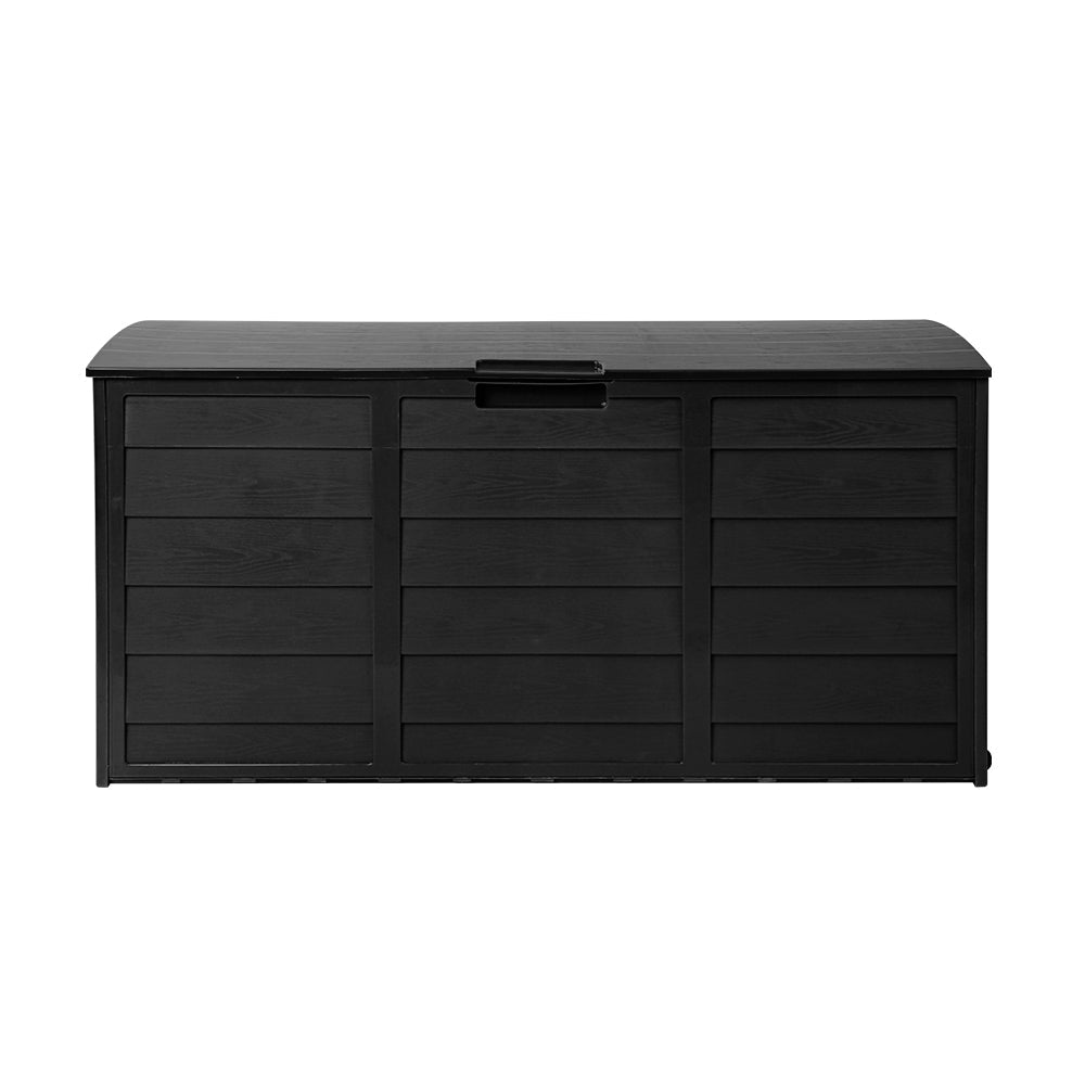 Gardeon Outdoor Storage Box 290L Lockable Organiser Garden Deck Shed All Black - Outdoorium