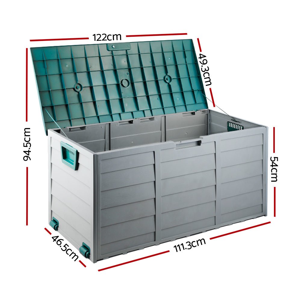 Gardeon Outdoor Storage Box 290L Lockable Organiser Garden Deck Shed Tool Green - Outdoorium