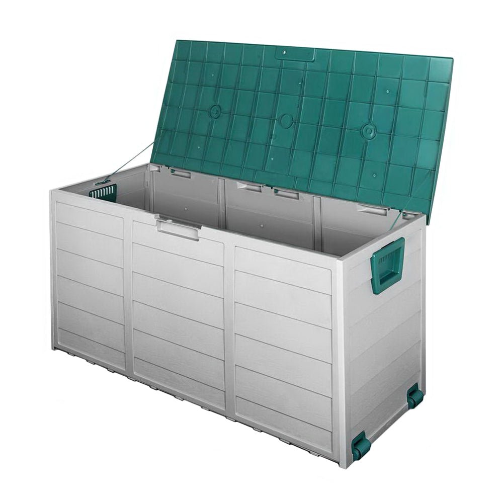 Gardeon Outdoor Storage Box 290L Lockable Organiser Garden Deck Shed Tool Green - Outdoorium