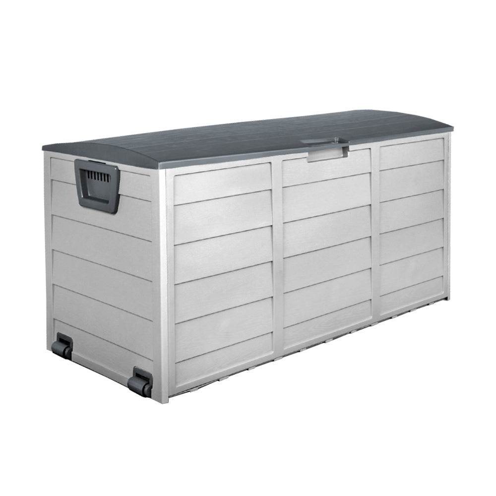 Gardeon Outdoor Storage Box 290L Lockable Organiser Garden Deck Shed Tool Grey - Outdoorium