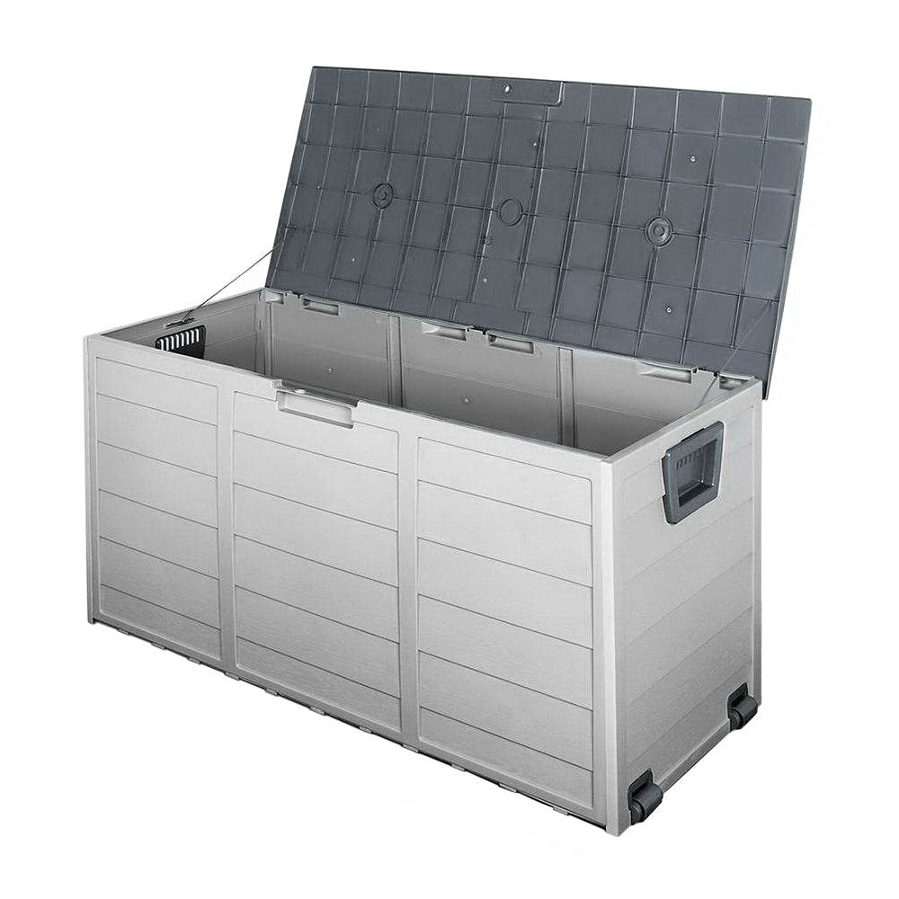 Gardeon Outdoor Storage Box 290L Lockable Organiser Garden Deck Shed Tool Grey - Outdoorium