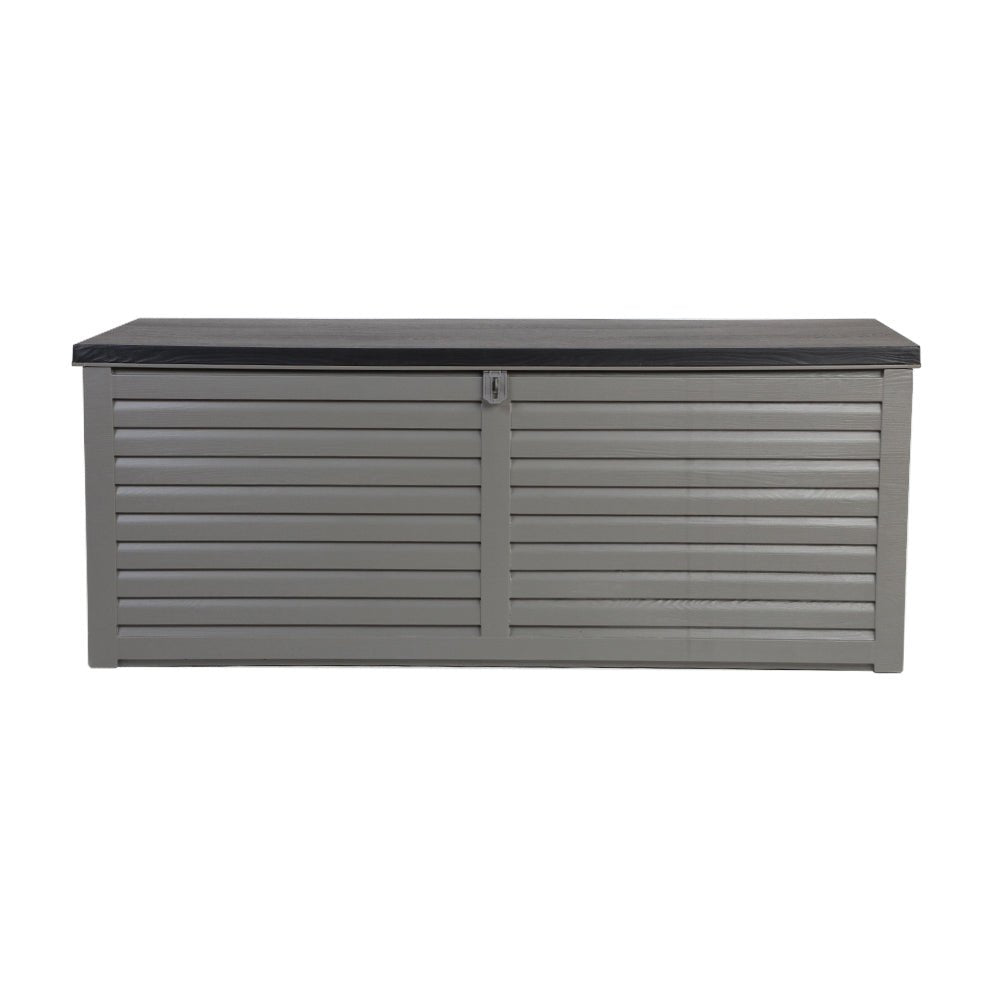 Gardeon Outdoor Storage Box 390L Container Lockable Garden Bench Tools Toy Shed Black - Outdoorium