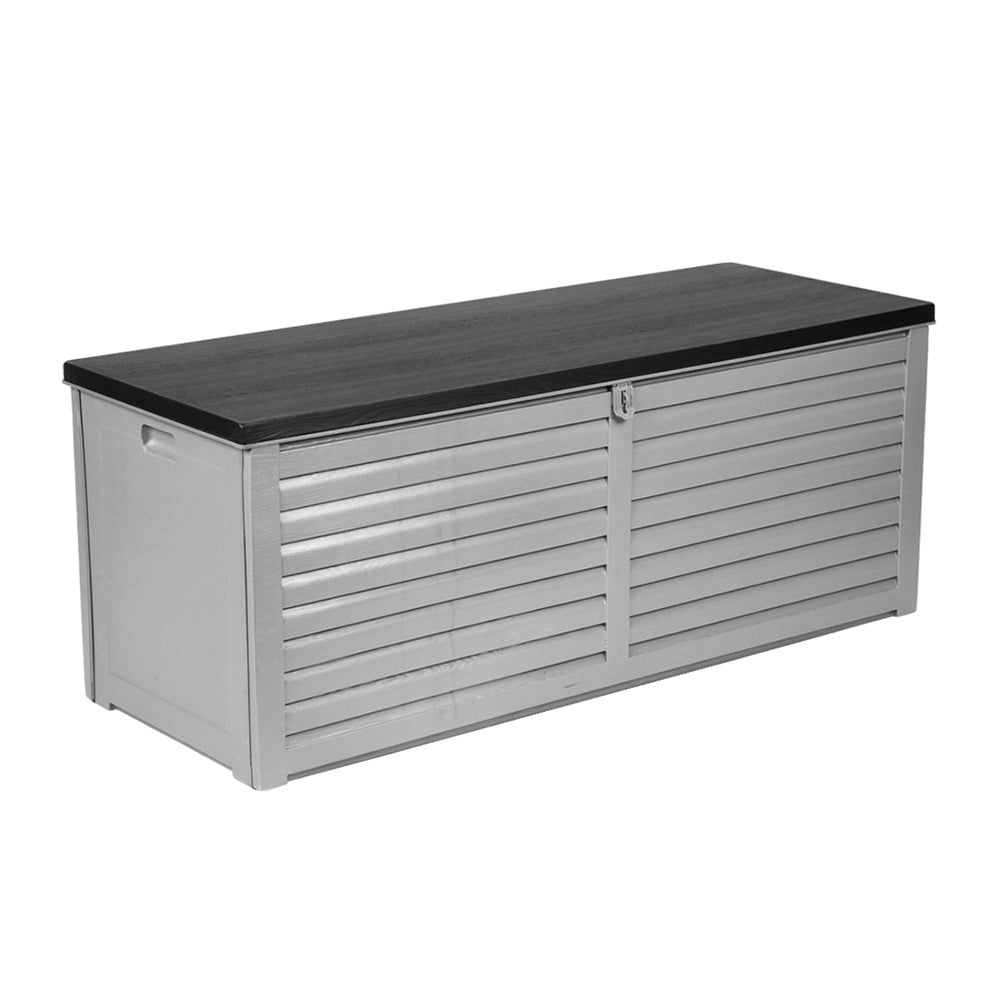 Gardeon Outdoor Storage Box 390L Container Lockable Garden Bench Tools Toy Shed Black - Outdoorium