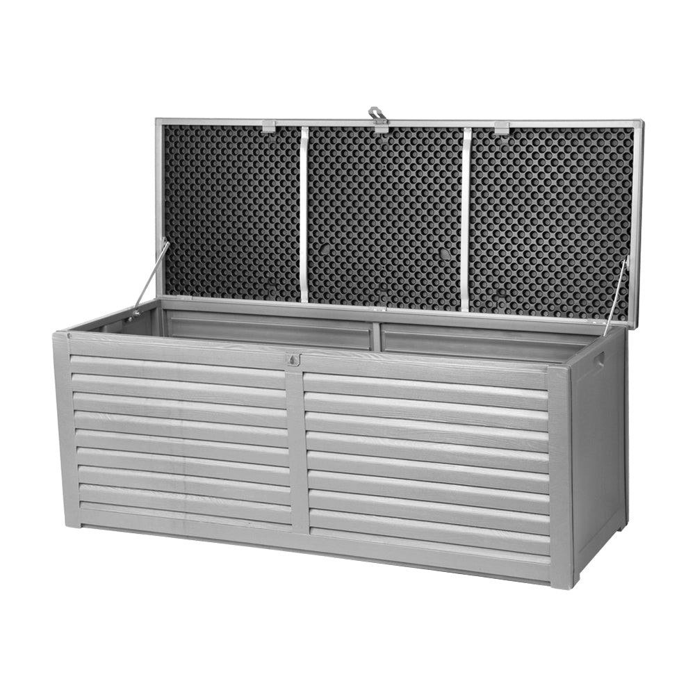 Gardeon Outdoor Storage Box 390L Container Lockable Garden Bench Tools Toy Shed Black - Outdoorium