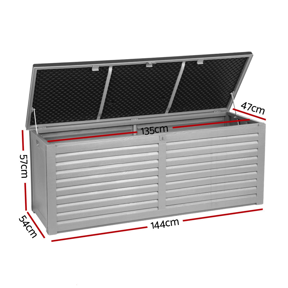 Gardeon Outdoor Storage Box 390L Container Lockable Garden Bench Tools Toy Shed Black - Outdoorium