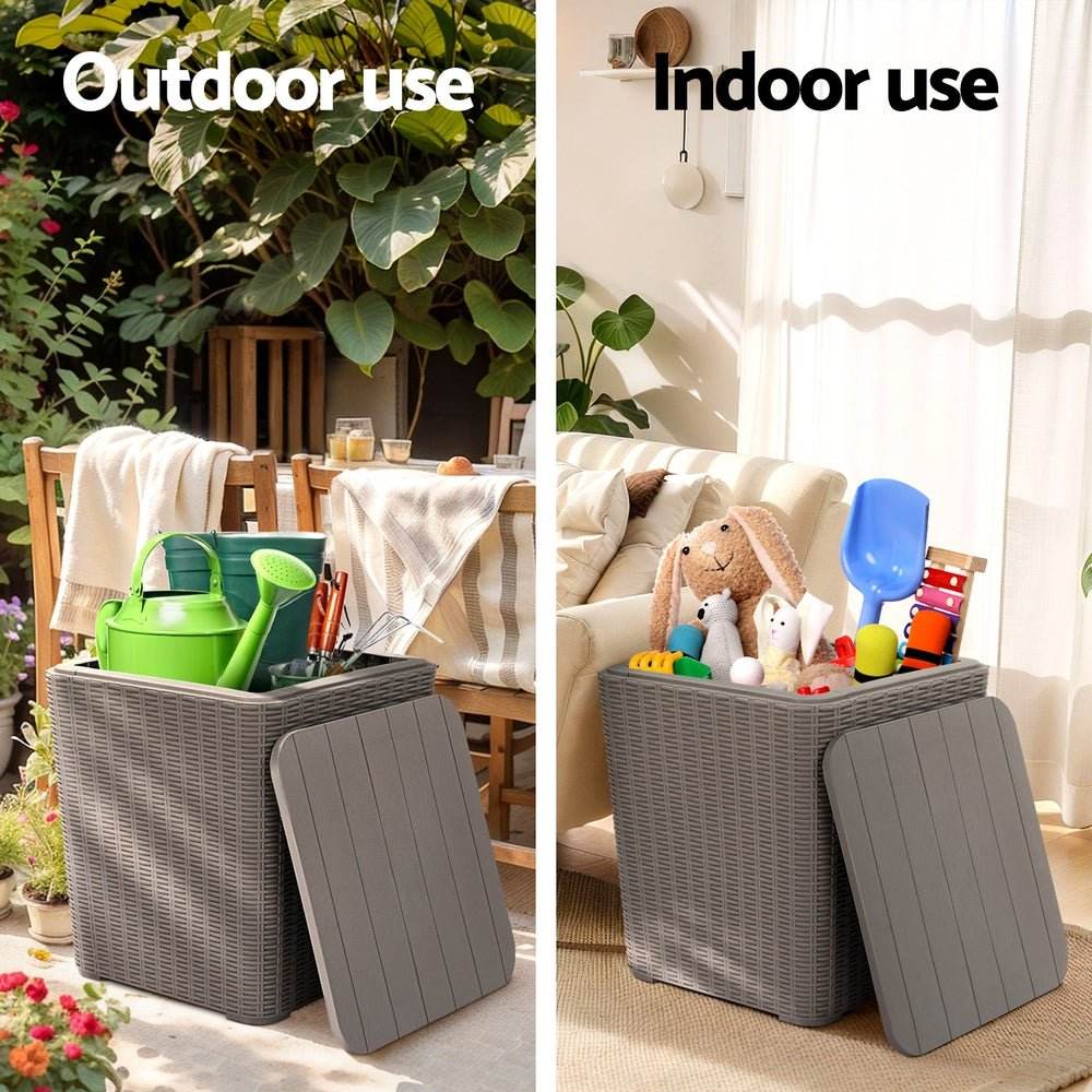 Gardeon Outdoor Storage Box 43L Container Side Table Garden Bench Tool ...