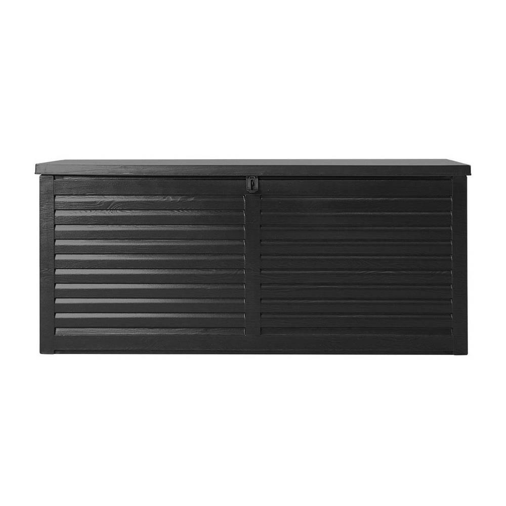 Gardeon Outdoor Storage Box 490L Container Lockable Garden Bench Shed Tools Toy All Black - Outdoorium
