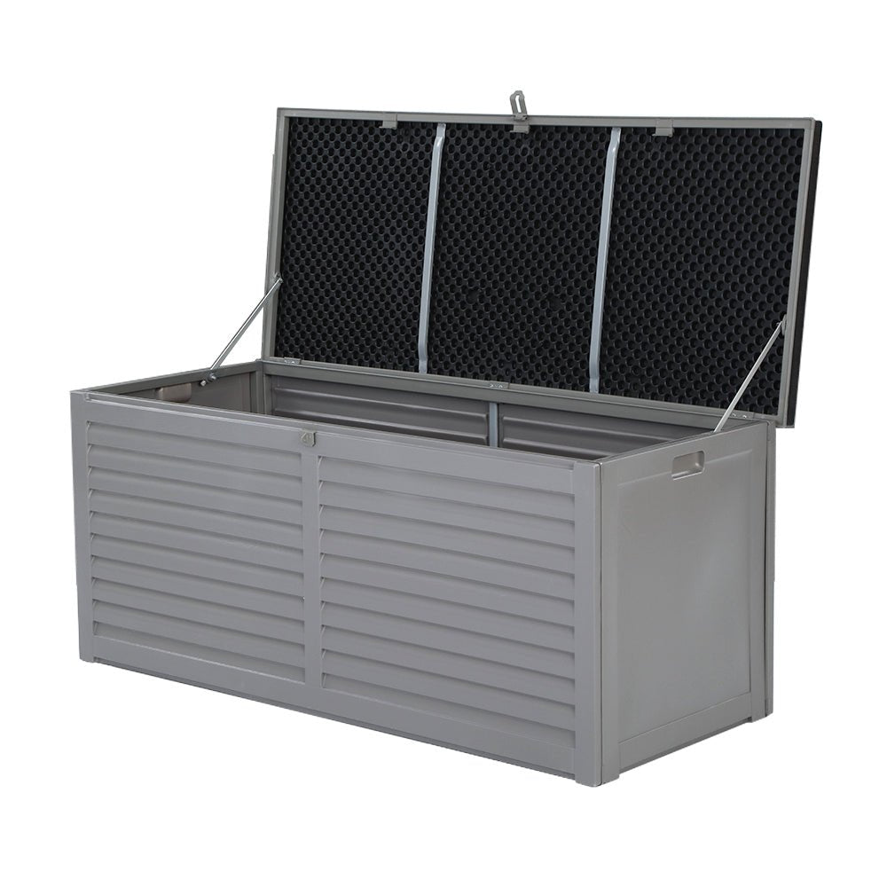 Gardeon Outdoor Storage Box 490L Container Lockable Garden Bench Tools Toy Shed Black | Outdoorium