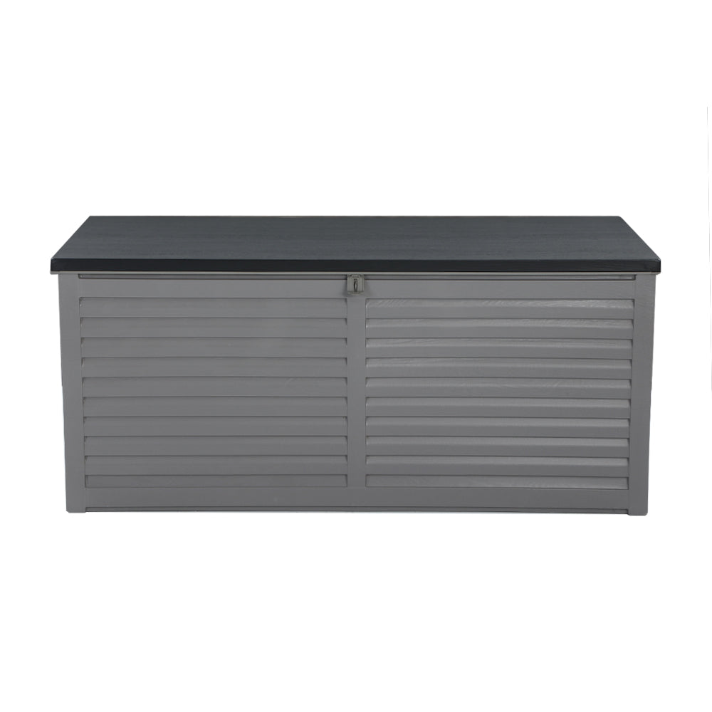 Gardeon Outdoor Storage Box 490L Container Lockable Garden Bench Tools Toy Shed Black - Outdoorium