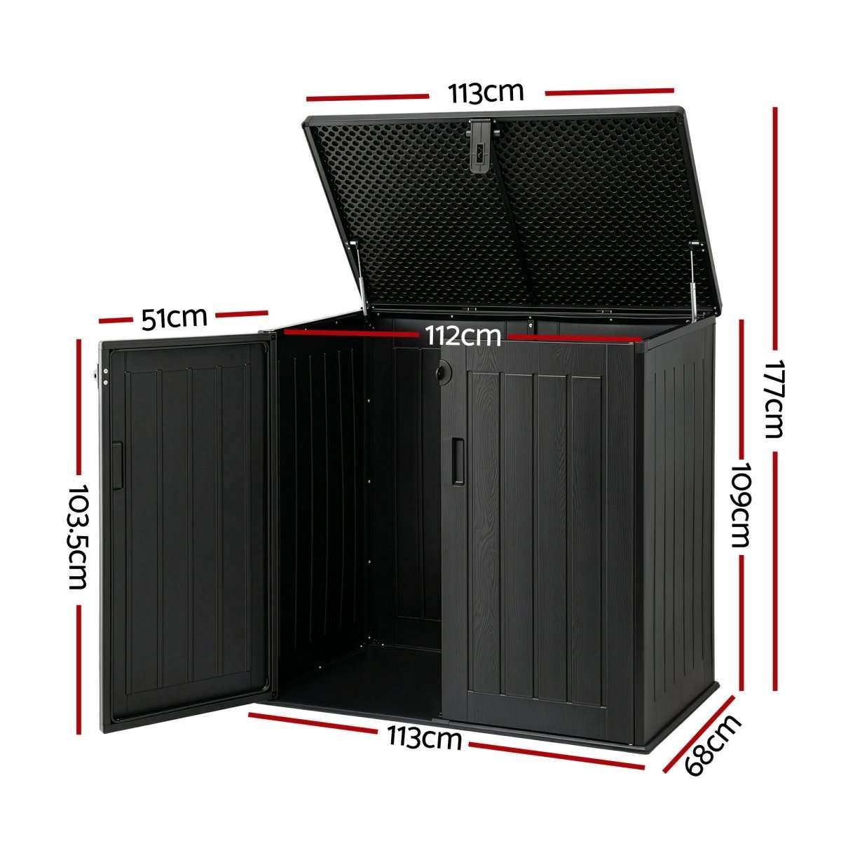 Gardeon Outdoor Storage Box 775L Container Lockable Cabinet Tool Organizer Shed Black | Home & Garden > Storage > Storage Boxes