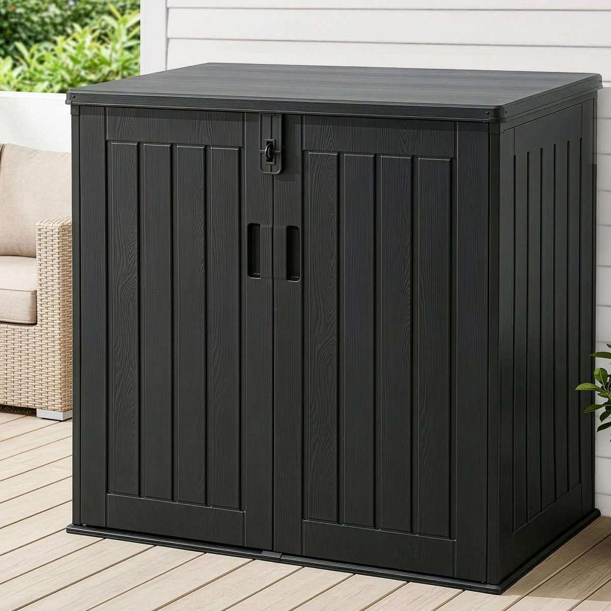 Gardeon Outdoor Storage Box 775L Container Lockable Cabinet Tool Organizer Shed Black | Home & Garden > Storage > Storage Boxes