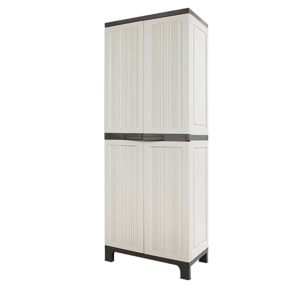Gardeon Outdoor Storage Cabinet Box 173cm Lockable Cupboard Sheds Garage Adjustable Beige | Outdoorium