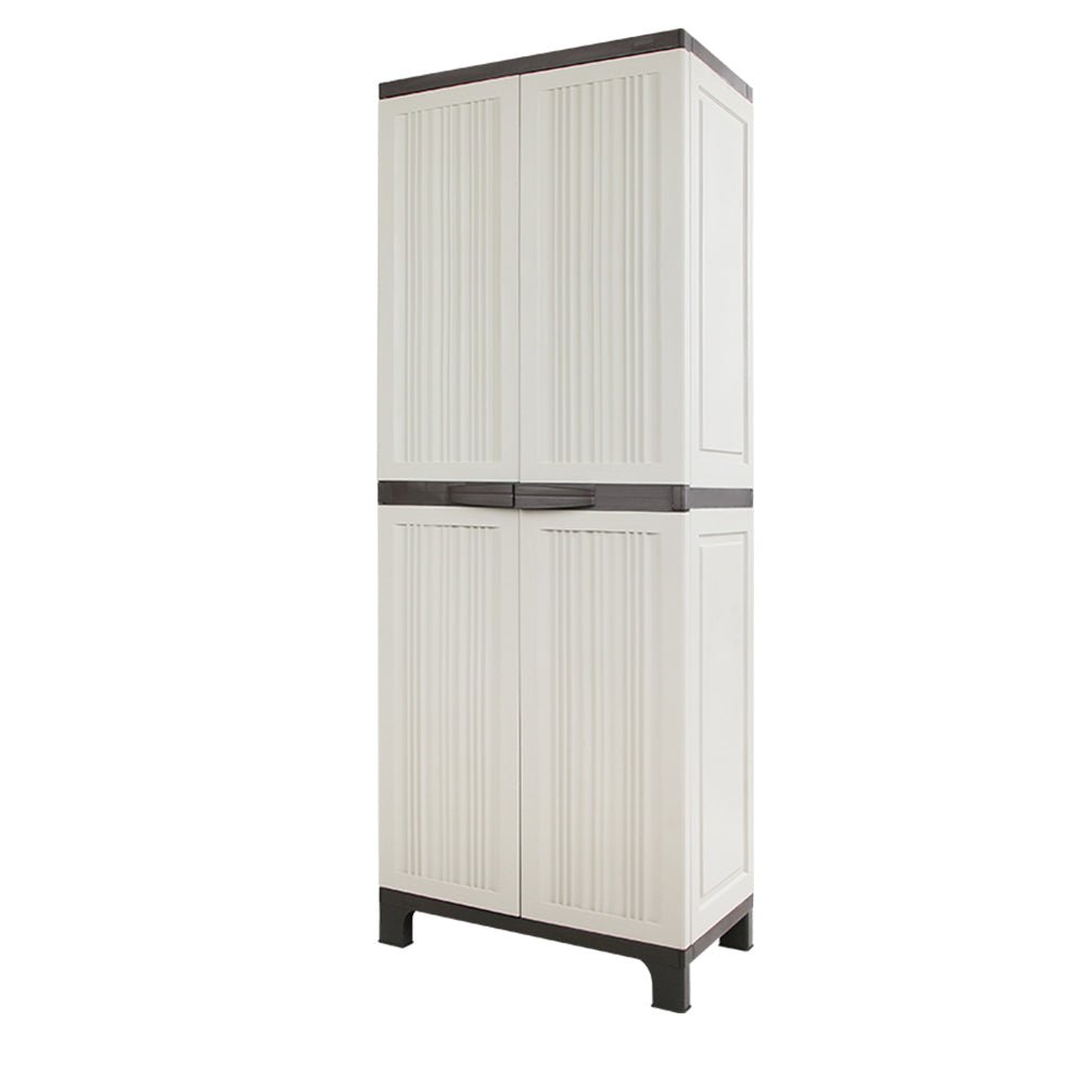 Gardeon Outdoor Storage Cabinet Box 173cm Lockable Cupboard Sheds Garage Adjustable Beige - Outdoorium