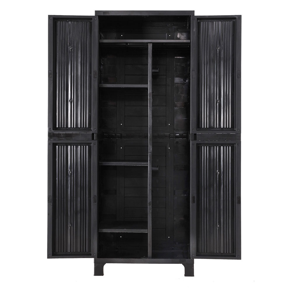 Gardeon Outdoor Storage Cabinet Box 173cm Lockable Cupboard Sheds Garage Adjustable Black | Outdoorium