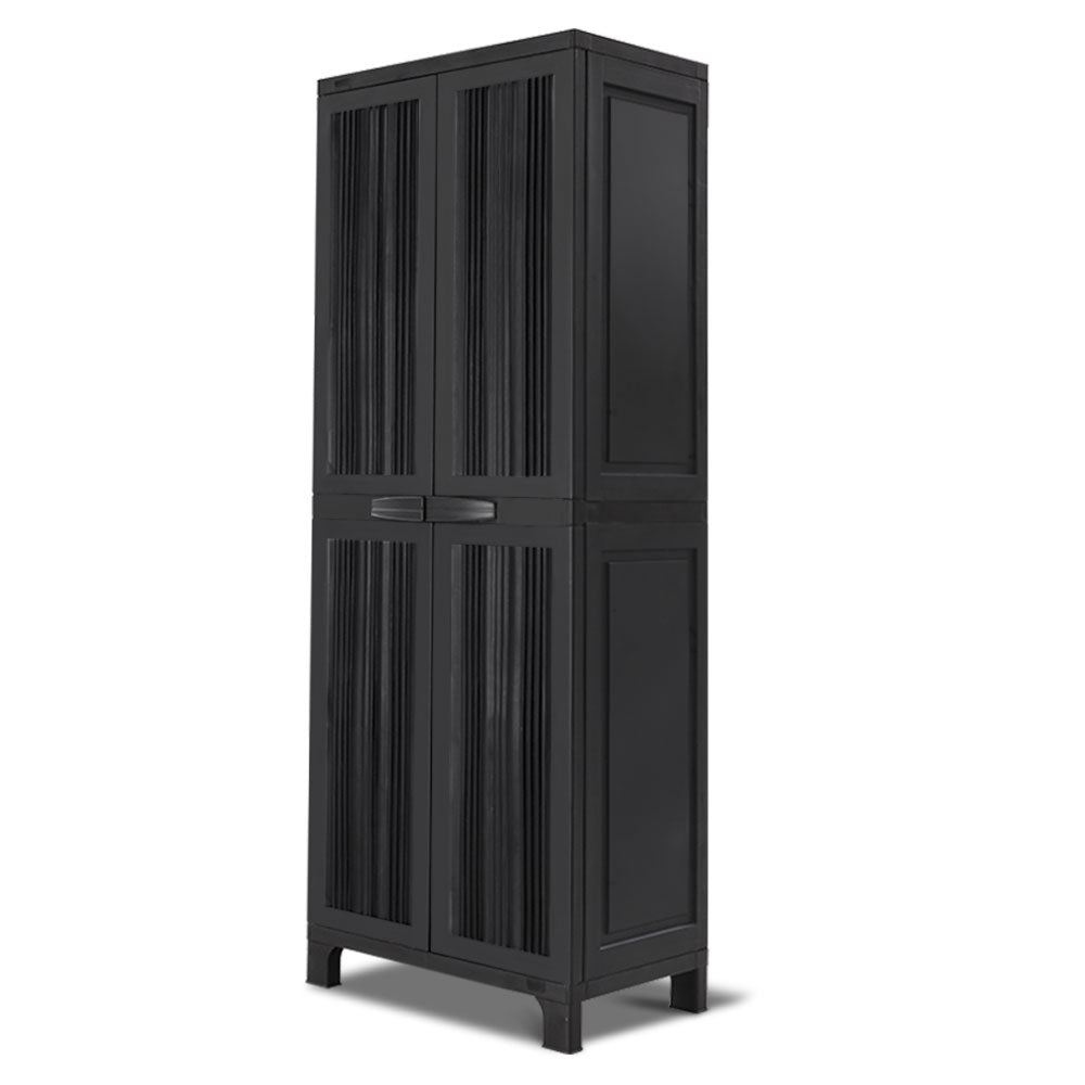 Gardeon Outdoor Storage Cabinet Box 173cm Lockable Cupboard Sheds Garage Adjustable Black | Outdoorium