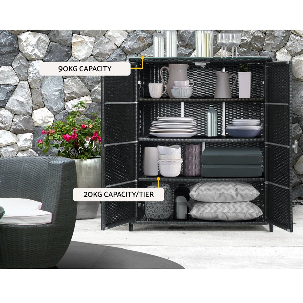 Gardeon Outdoor Storage Cabinet Box Garage Wicker Shelf Chest Garden Shed Tools - Outdoorium