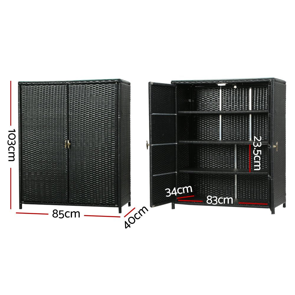 Gardeon Outdoor Storage Cabinet Box Garage Wicker Shelf Chest Garden Shed Tools - Outdoorium