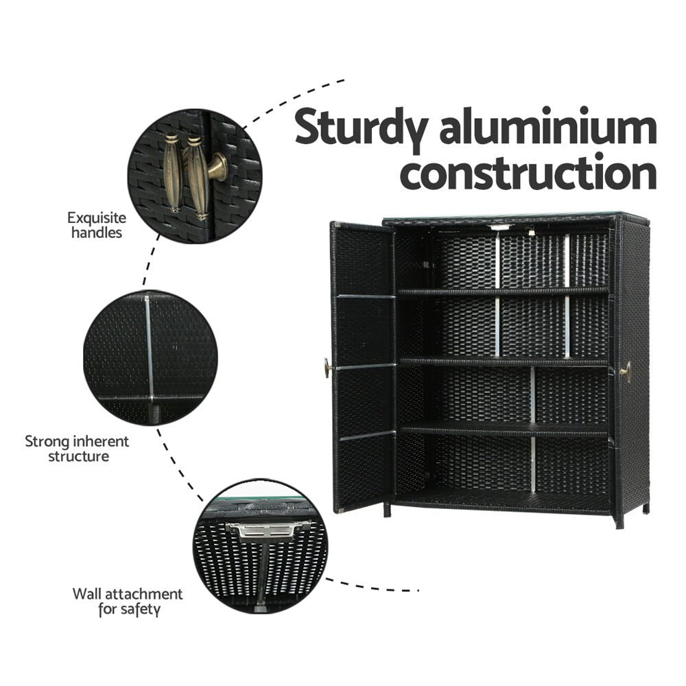 Gardeon Outdoor Storage Cabinet Box Garage Wicker Shelf Chest Garden Shed Tools - Outdoorium