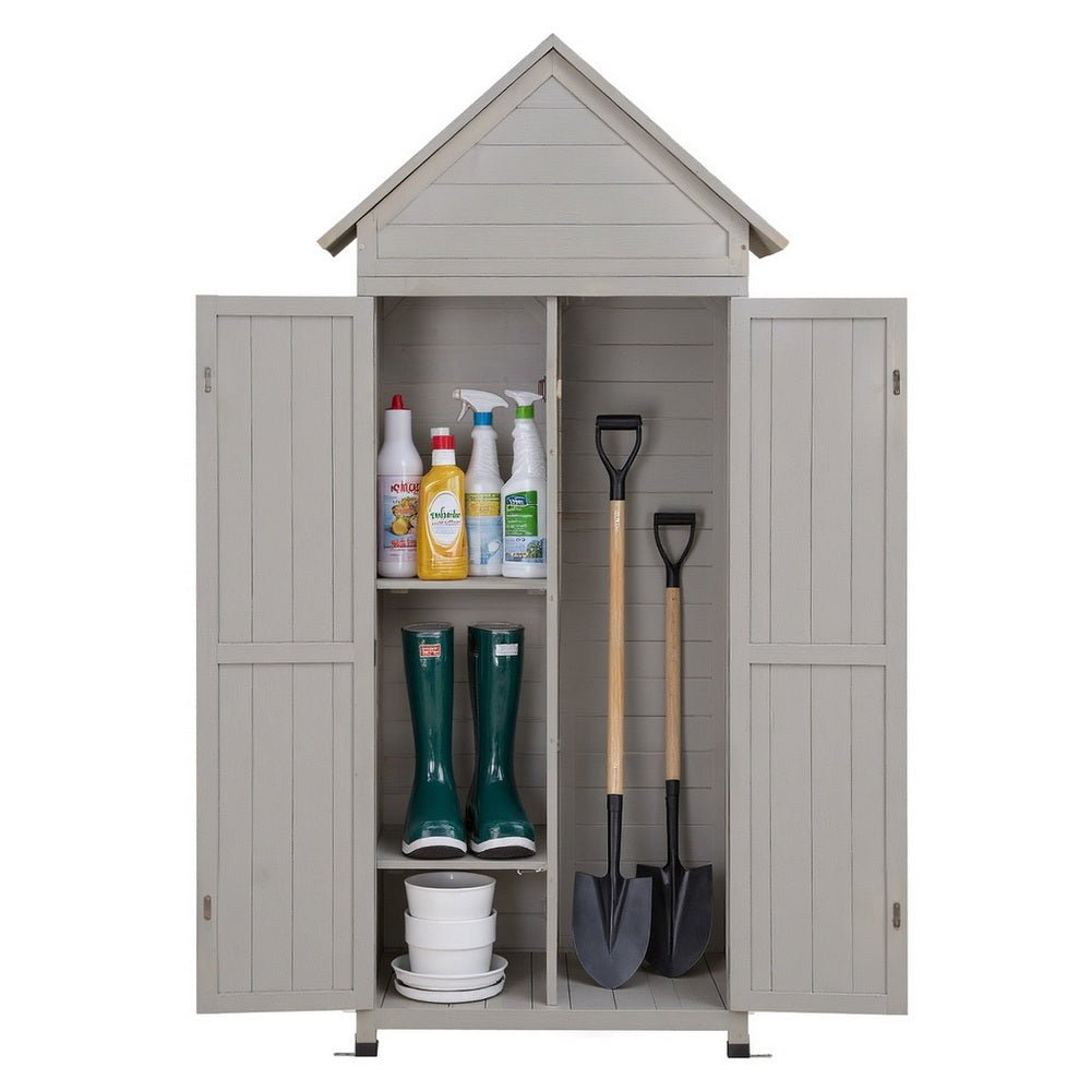 Gardeon Outdoor Storage Cabinet Cupboard Lockable Tool Organizer Shed Adjustable Grey | Outdoorium