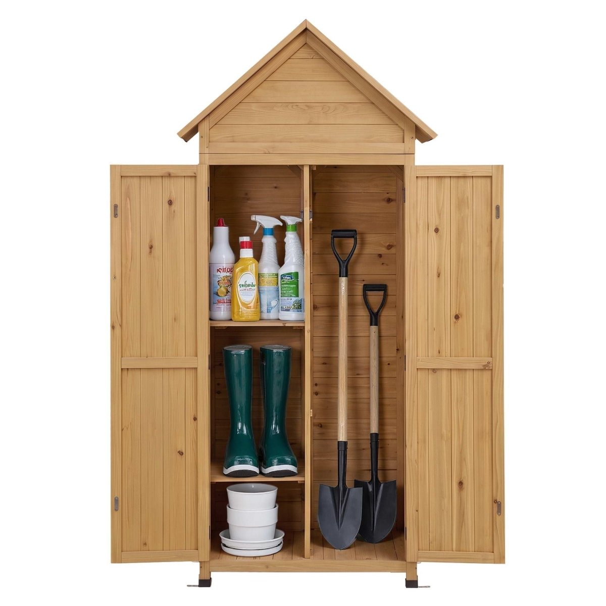 Gardeon Outdoor Storage Cabinet Cupboard Tool Organizer Shed Adjustable Natural | Furniture > Outdoor > Outdoor Storage Boxes