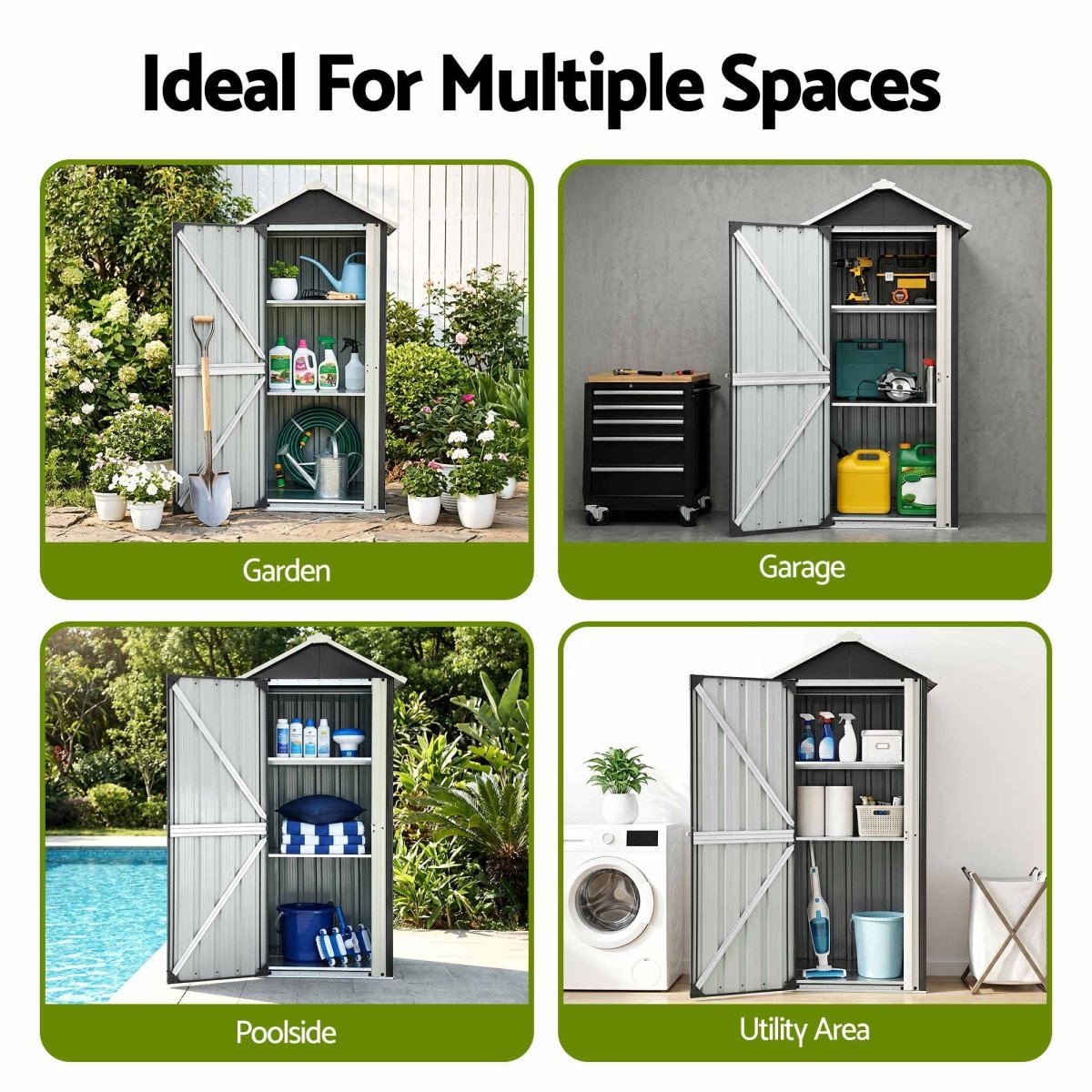 Gardeon Outdoor Storage Cabinet Garden Shed Steel Tool Lockable Cupboard Adjustable Shelves | Furniture > Office > Storage Cabinets