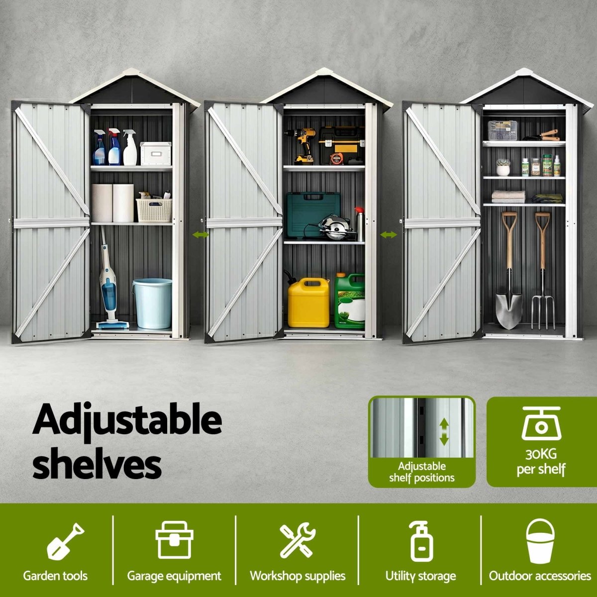 Gardeon Outdoor Storage Cabinet Garden Shed Steel Tool Lockable Cupboard Adjustable Shelves | Furniture > Office > Storage Cabinets