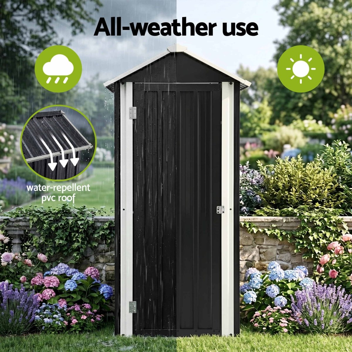 Gardeon Outdoor Storage Cabinet Garden Shed Steel Tool Lockable Cupboard Adjustable Shelves | Furniture > Office > Storage Cabinets