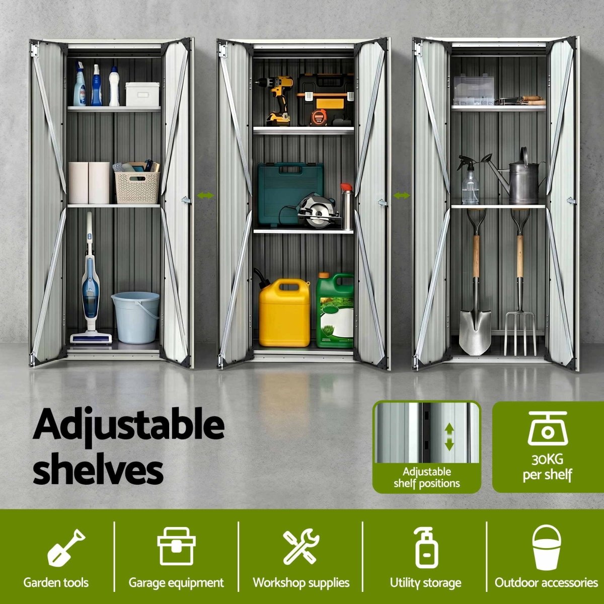 Gardeon Outdoor Storage Cabinet Garden Shed Tool Lockable Cupboard Steel Adjustable Shelves | Home & Garden > Storage > Sheds