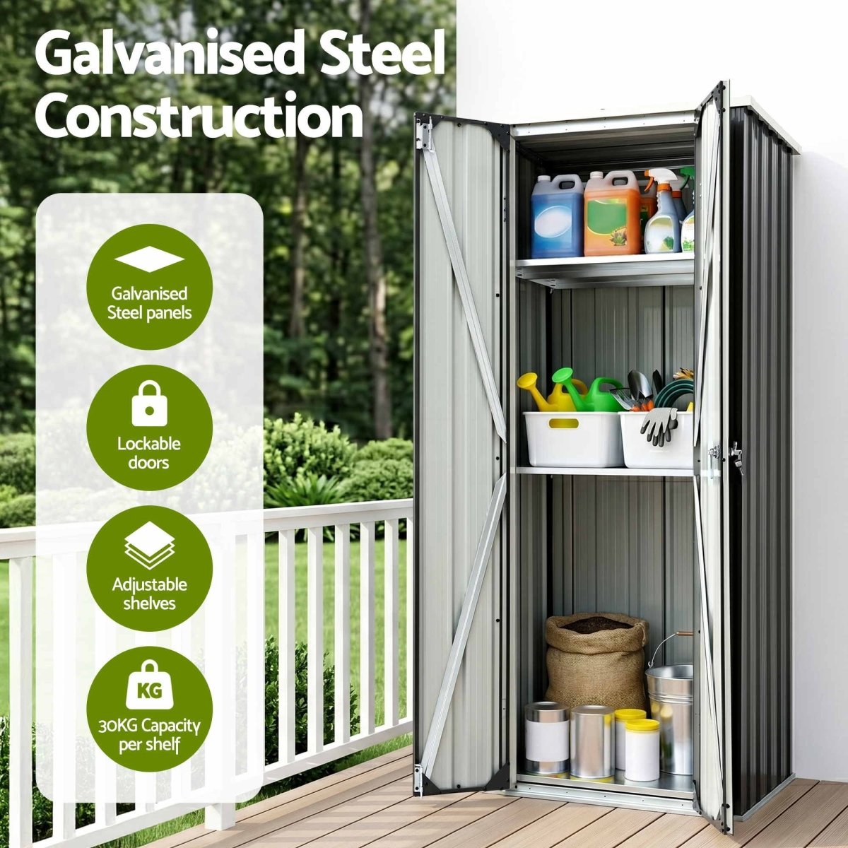 Gardeon Outdoor Storage Cabinet Garden Shed Tool Lockable Cupboard Steel Adjustable Shelves | Home & Garden > Storage > Sheds