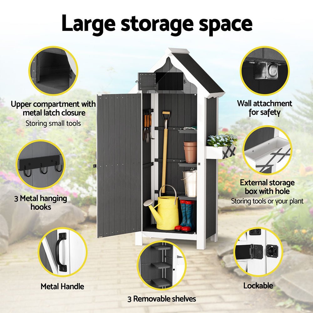 Gardeon Outdoor Storage Cabinet Shed Box Wooden Shelf Chest Garden Furniture | Outdoorium