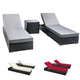 Gardeon 3PC Sun Lounge Wicker Lounger Outdoor Furniture Day Bed Rattan Garden - Grey