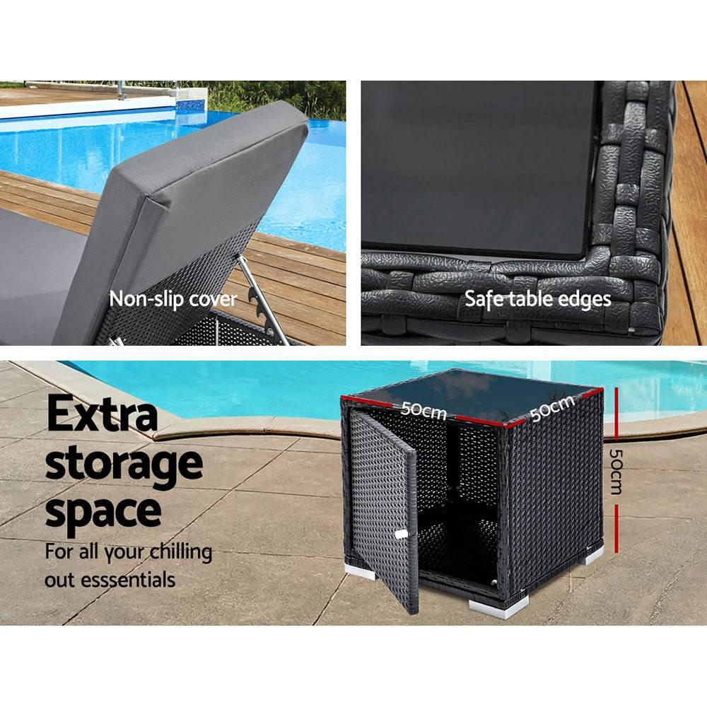 Gardeon Sun Lounge Set with Storage Cube