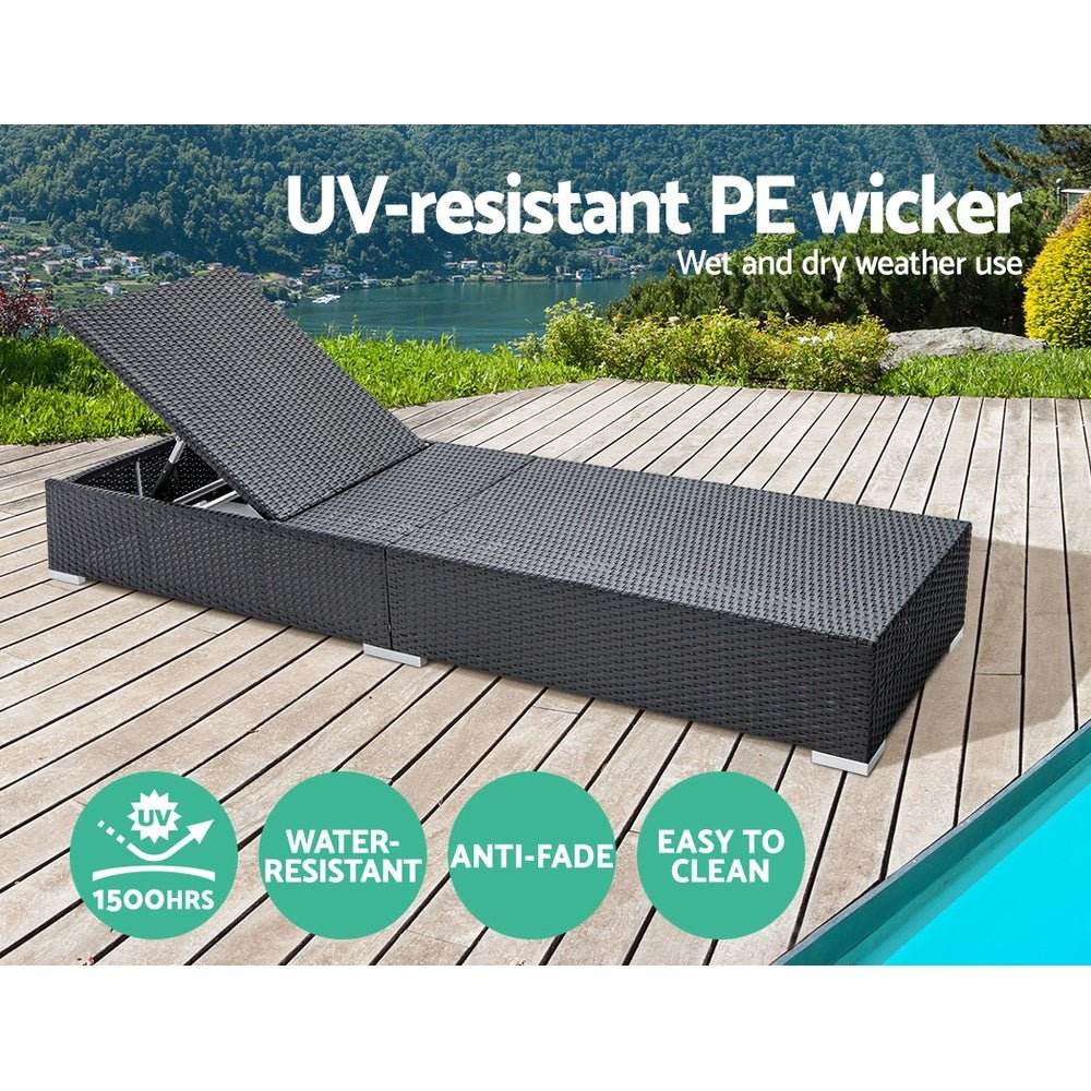 Gardeon Wicker Sun Lounge - Multiple Colours