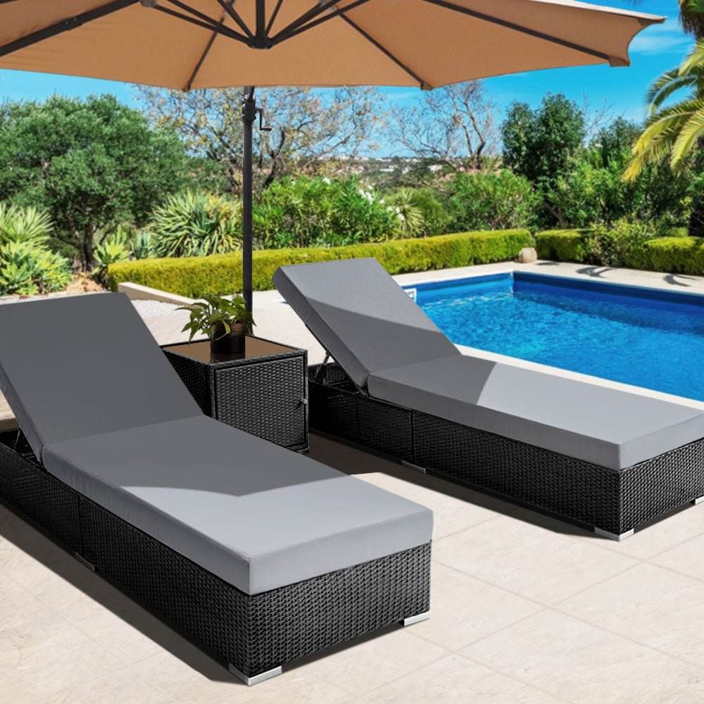 Gardeon 3PC Sun Lounge Set - Lifestyle View
