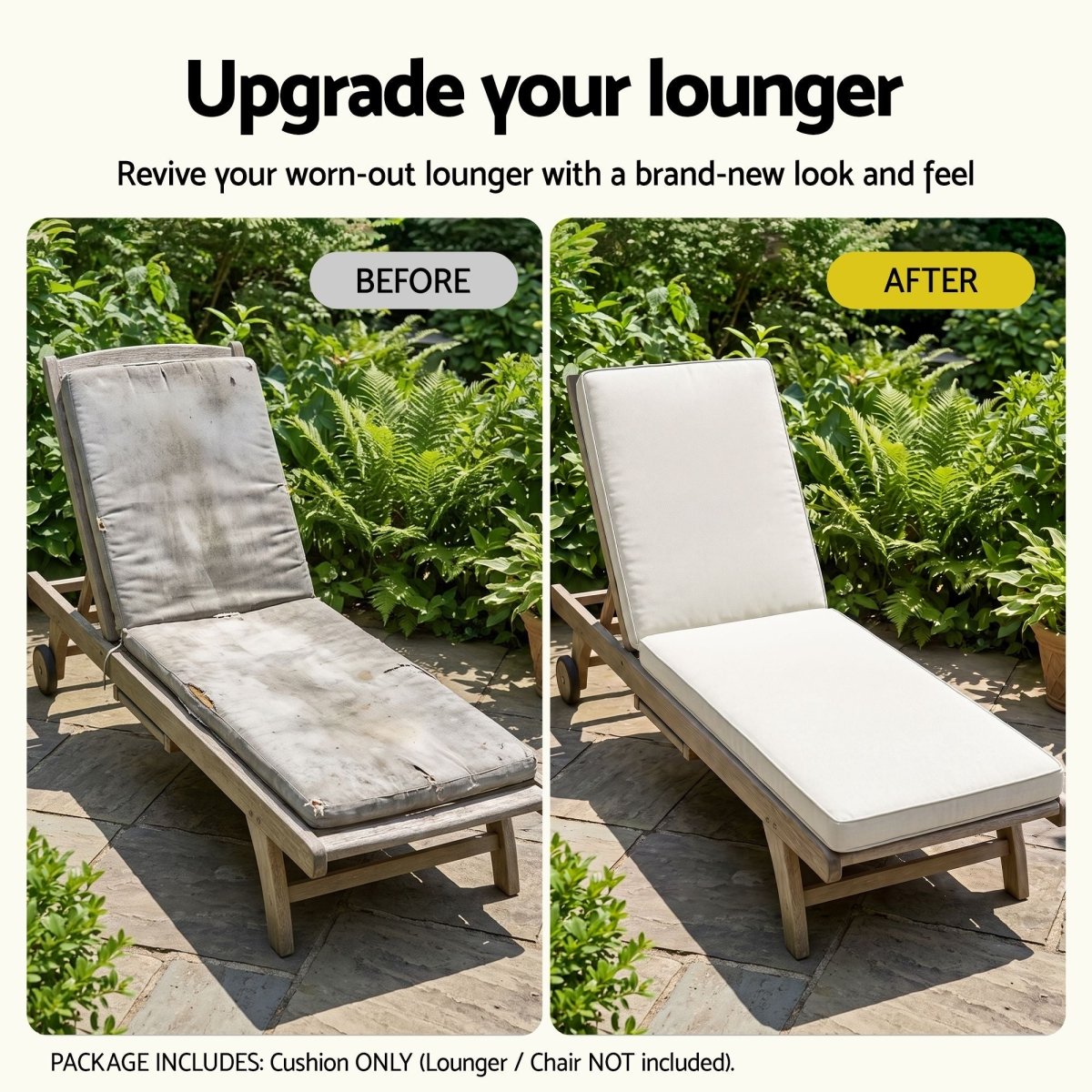 Gardeon Outdoor Sun Lounger Cushion - Beige