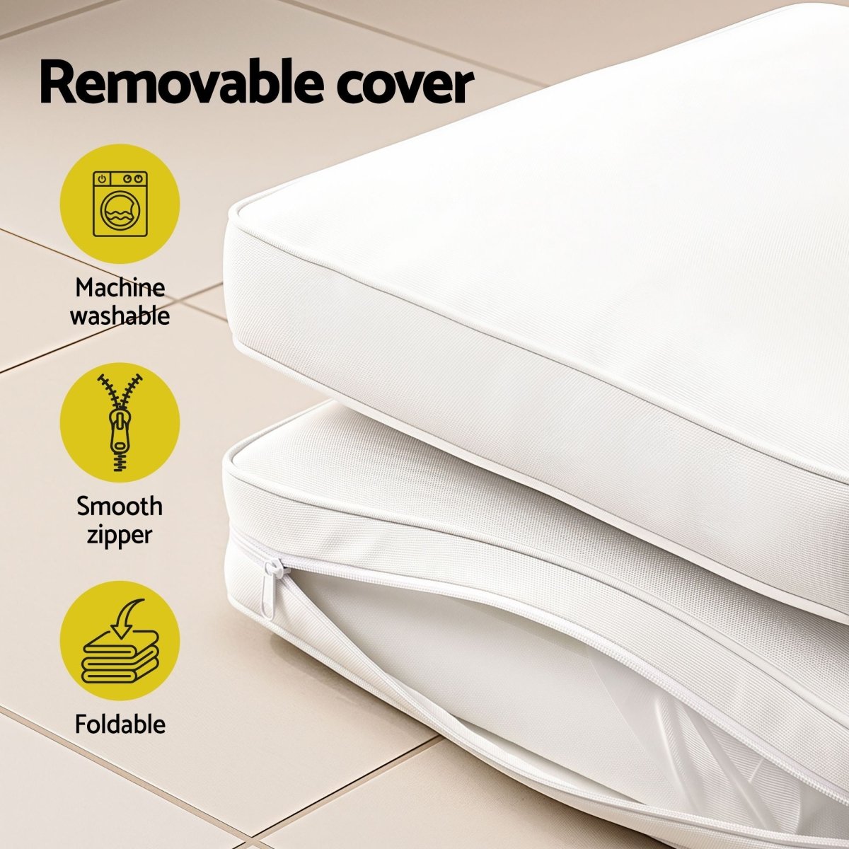 Gardeon Outdoor Sun Lounger Cushion - Beige