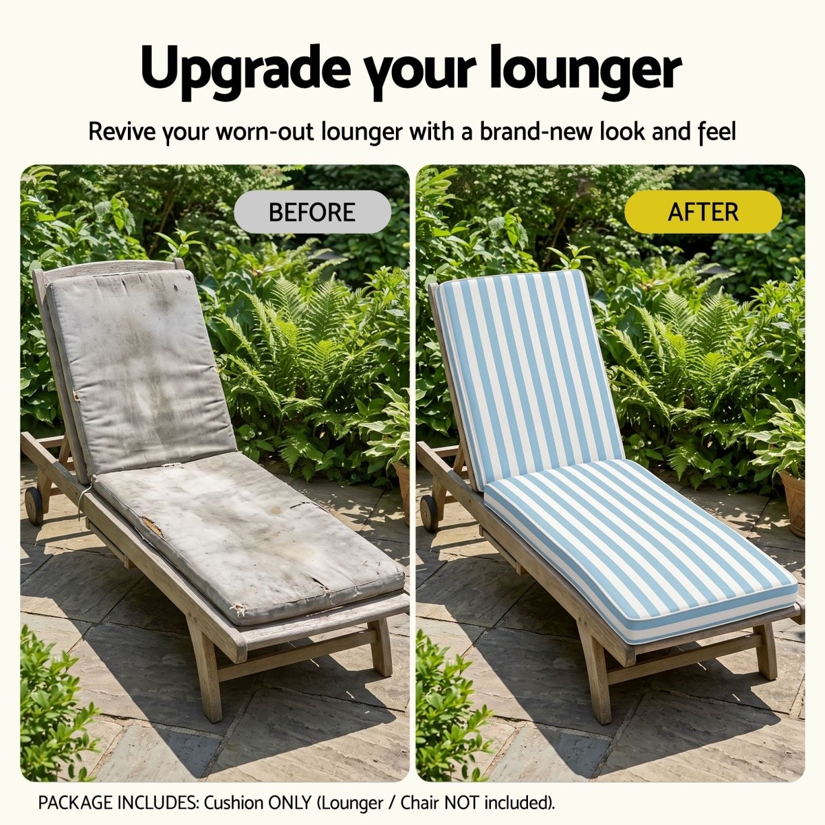 Gardeon Outdoor Sun Lounger Cushion - Blue