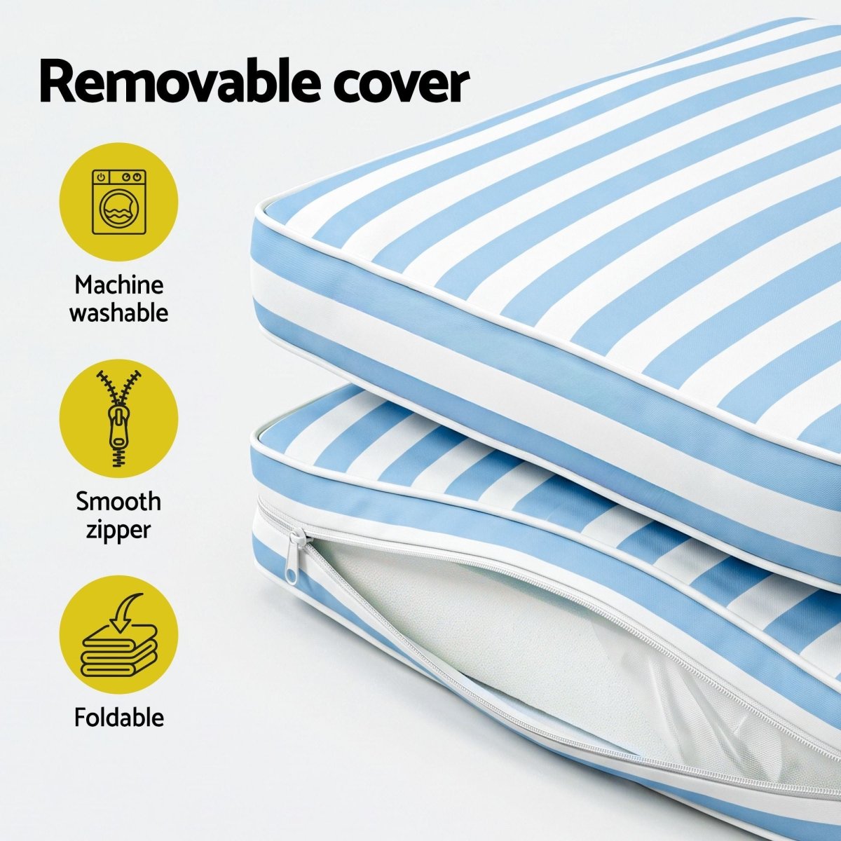 Gardeon Outdoor Sun Lounger Cushion - Blue