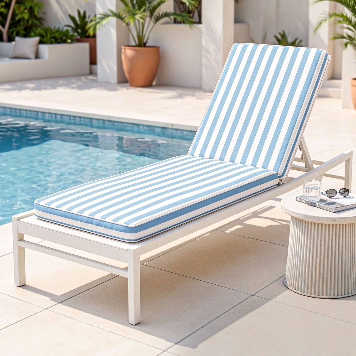 Gardeon Outdoor Sun Lounger Cushion - Blue