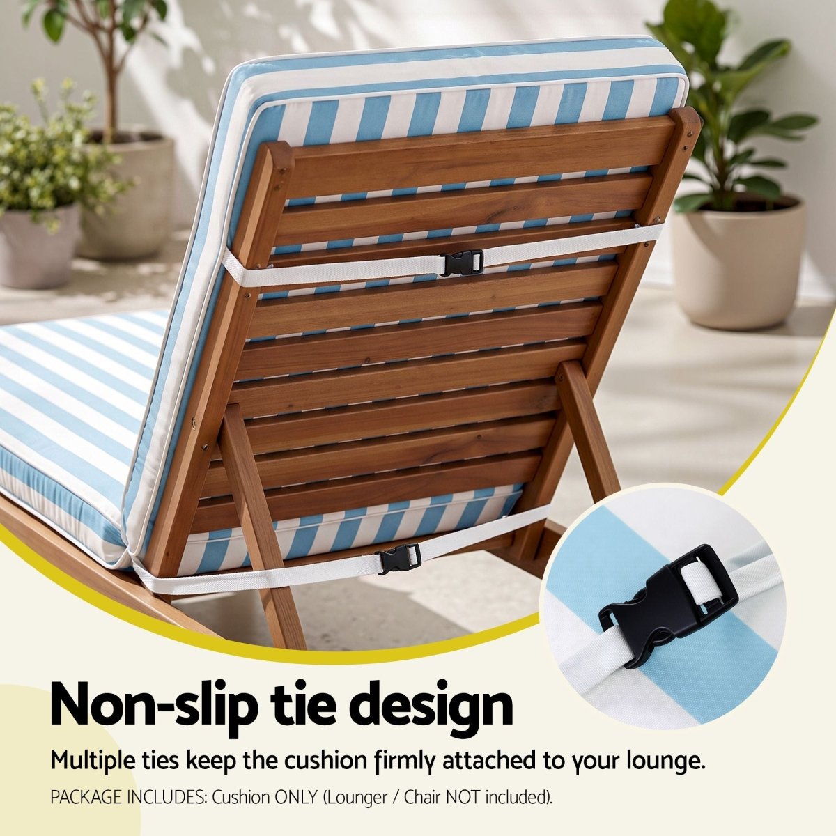 Gardeon Outdoor Sun Lounger Cushion - Blue
