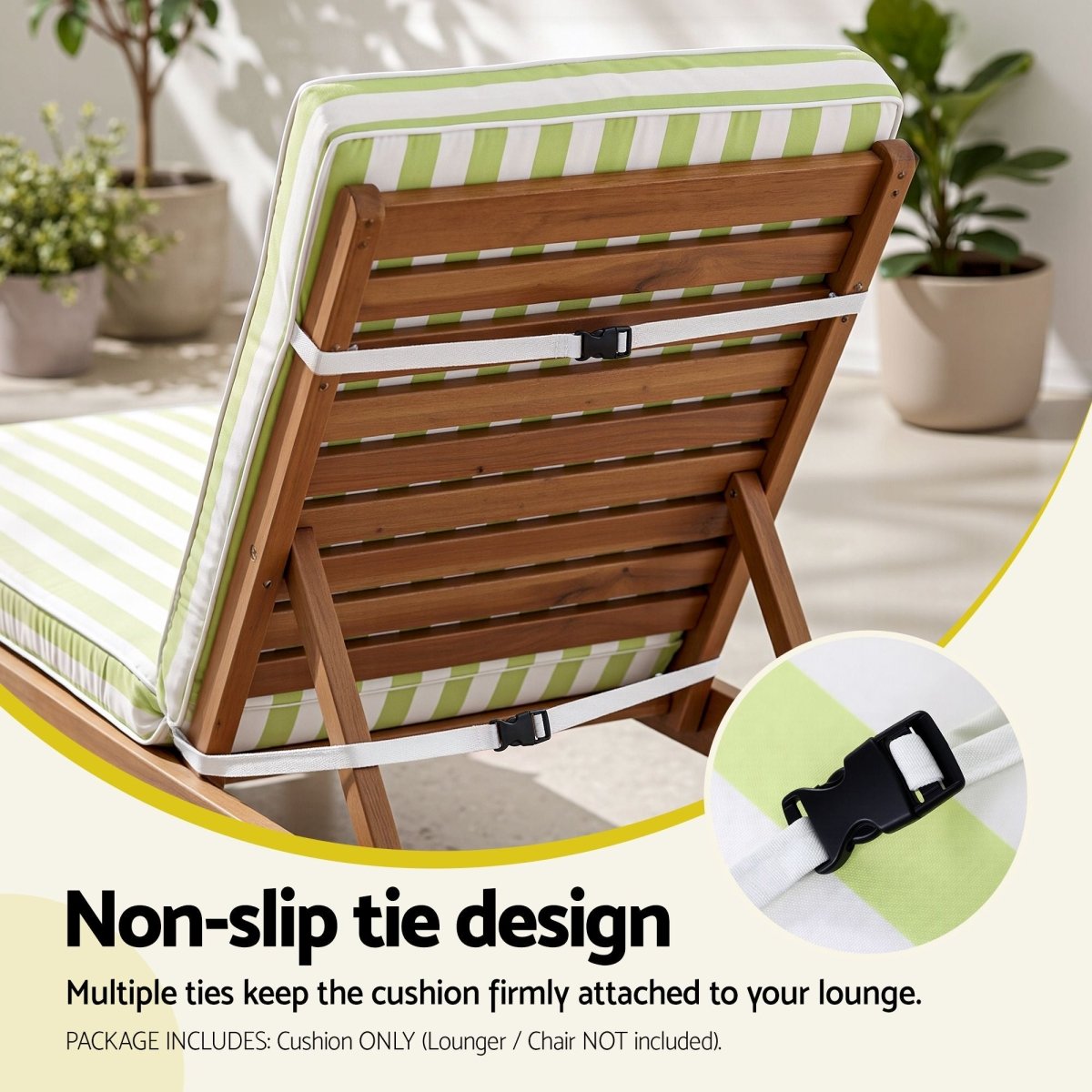 Gardeon Outdoor Sun Lounger Cushion - Green